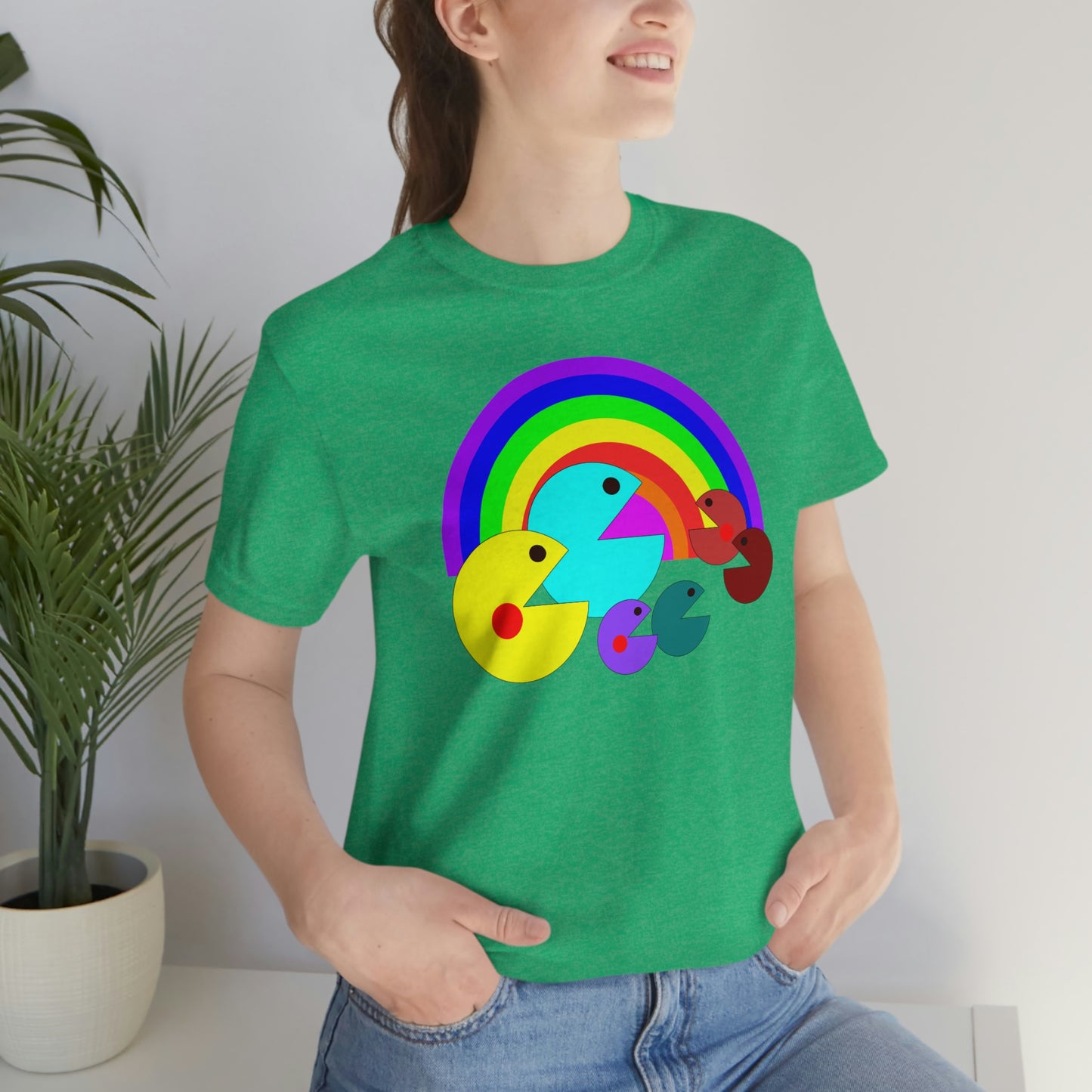 Pac Man Style Rainbow Unisex Jersey Short Sleeve Tee