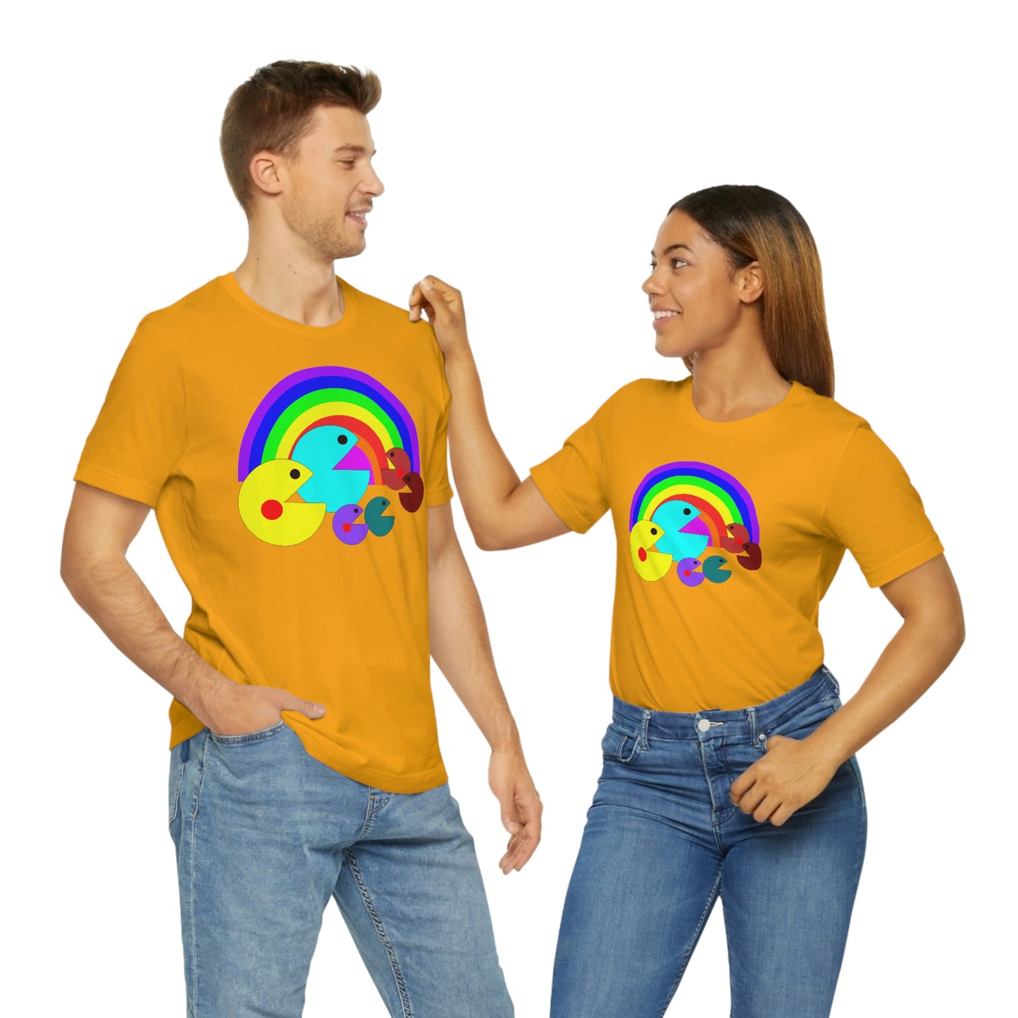 Pac Man Style Rainbow Unisex Jersey Short Sleeve Tee