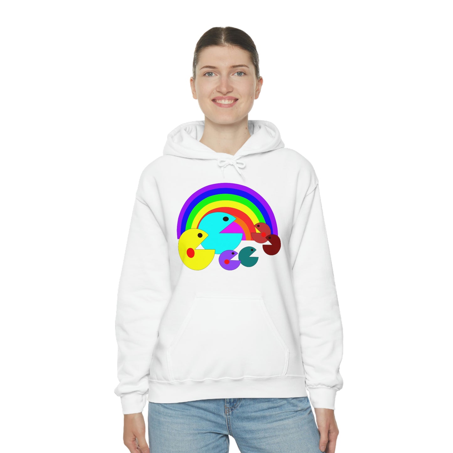 Pac Man Style Ranbow Unisex Hooded Sweatshirt