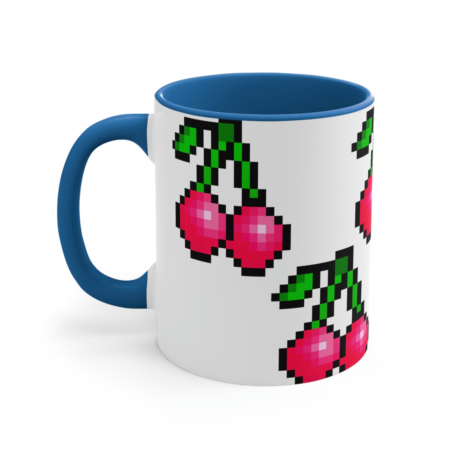 Retro 8 Bit Cherries Accent Coffee Mug, 11oz