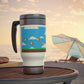Video Game Style Scenic Backgorund Travel Mug with Handle, 14oz