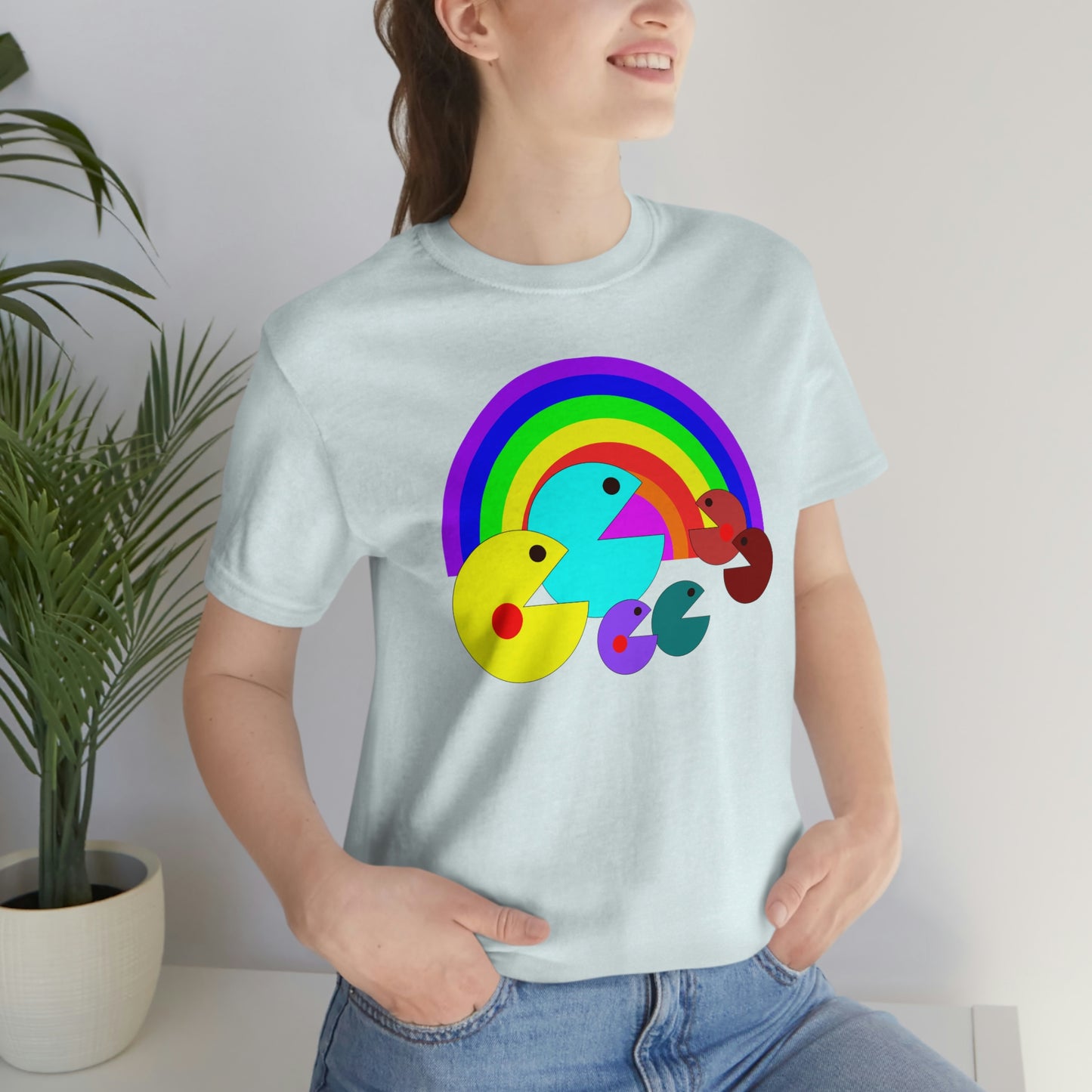 Pac Man Style Rainbow Unisex Jersey Short Sleeve Tee