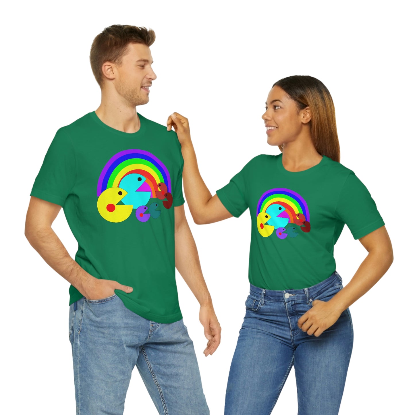 Pac Man Style Rainbow Unisex Jersey Short Sleeve Tee