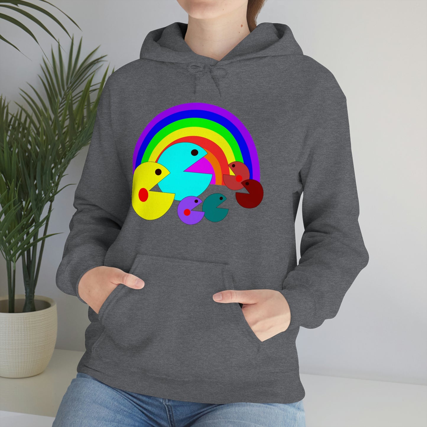 Pac Man Style Ranbow Unisex Hooded Sweatshirt