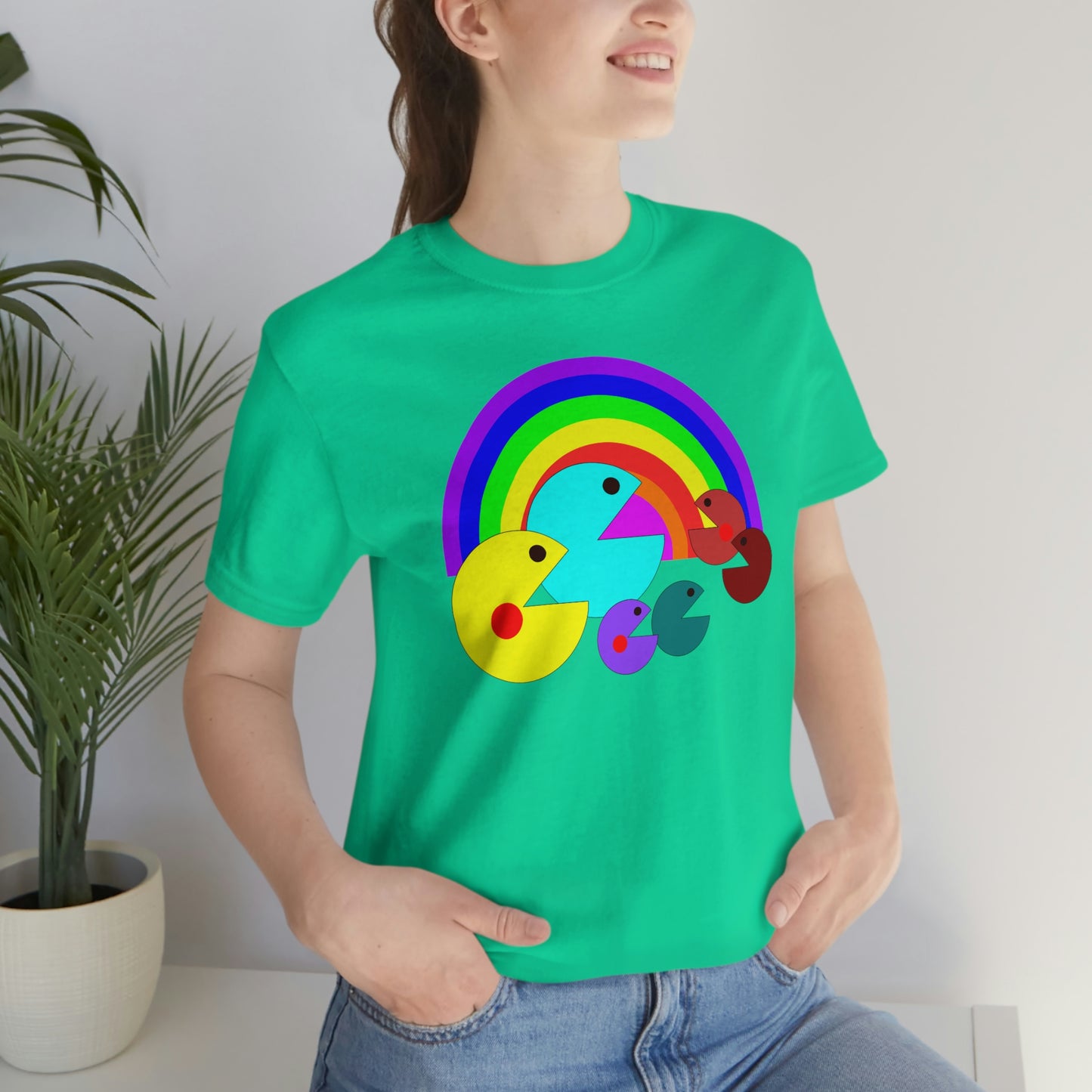 Pac Man Style Rainbow Unisex Jersey Short Sleeve Tee