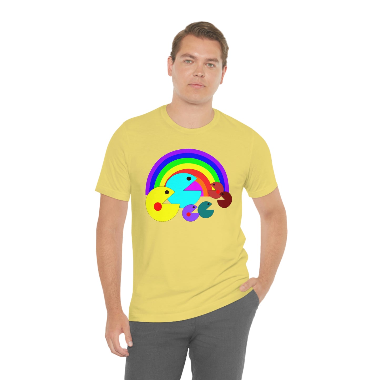 Pac Man Style Rainbow Unisex Jersey Short Sleeve Tee