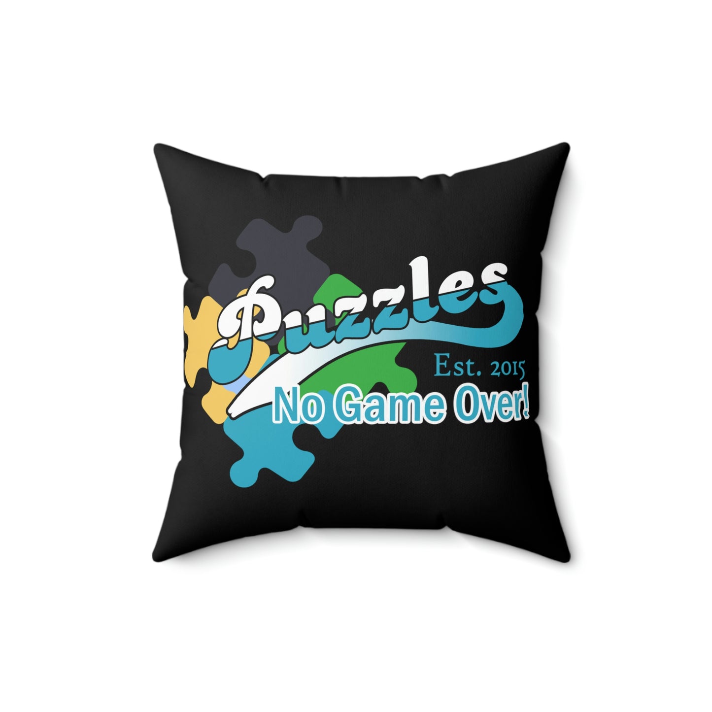 Puzzles LTD Black Spun Polyester Square Pillow