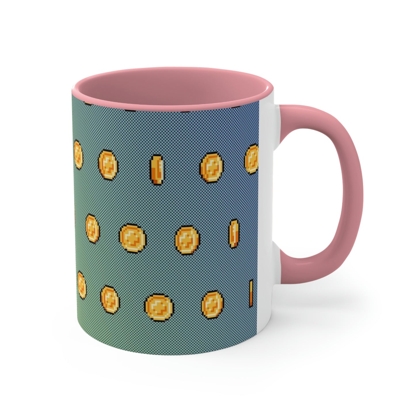 Video Game Style Retro Coins Accent Coffee Mug, 11oz