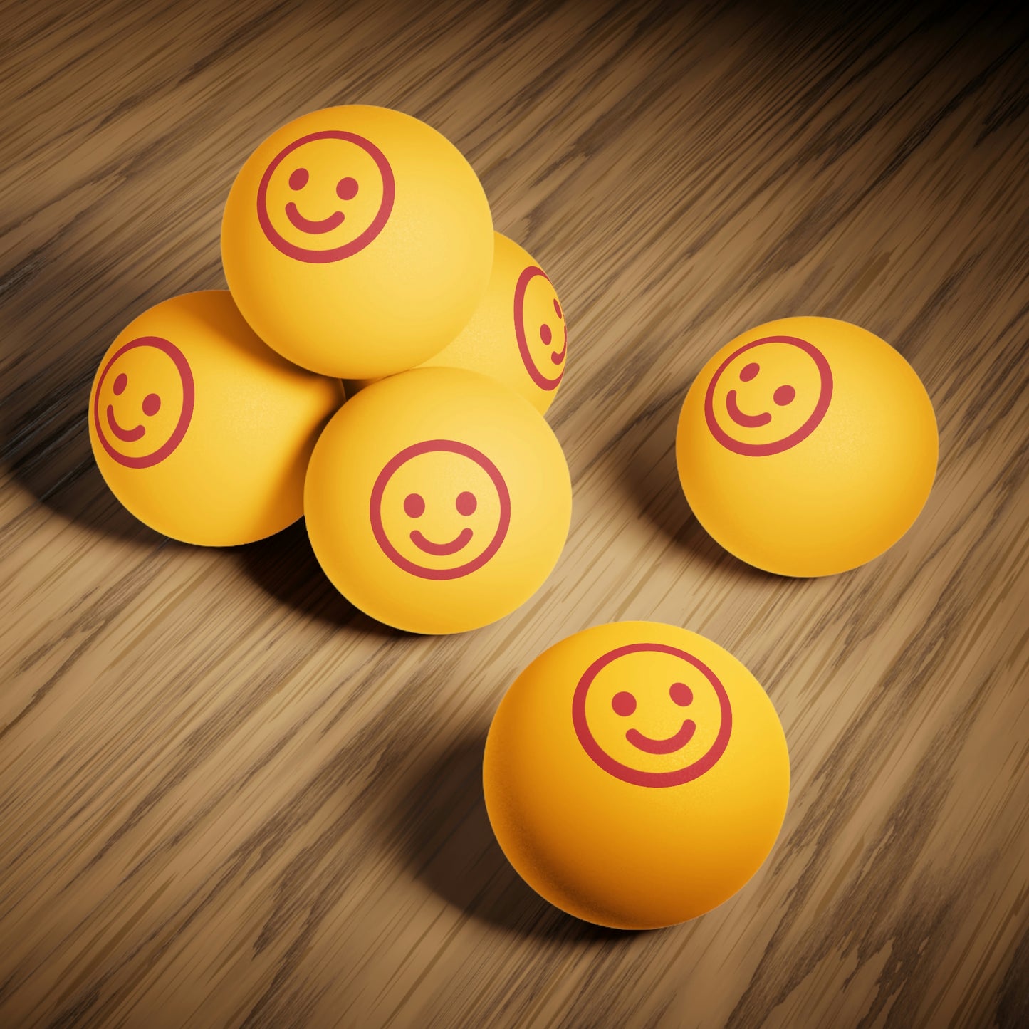 Smiley Face Ping Pong Balls, 6 pcs