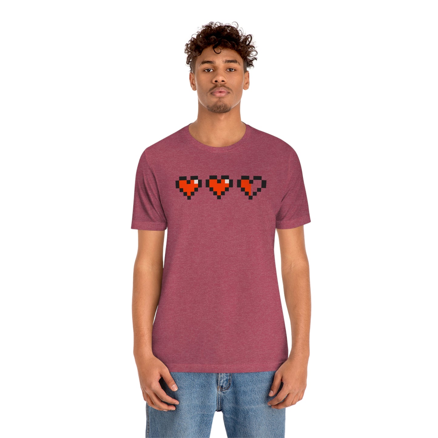 Hearts 2 1/2 8 Bit Style Unisex Jersey Short Sleeve Tee