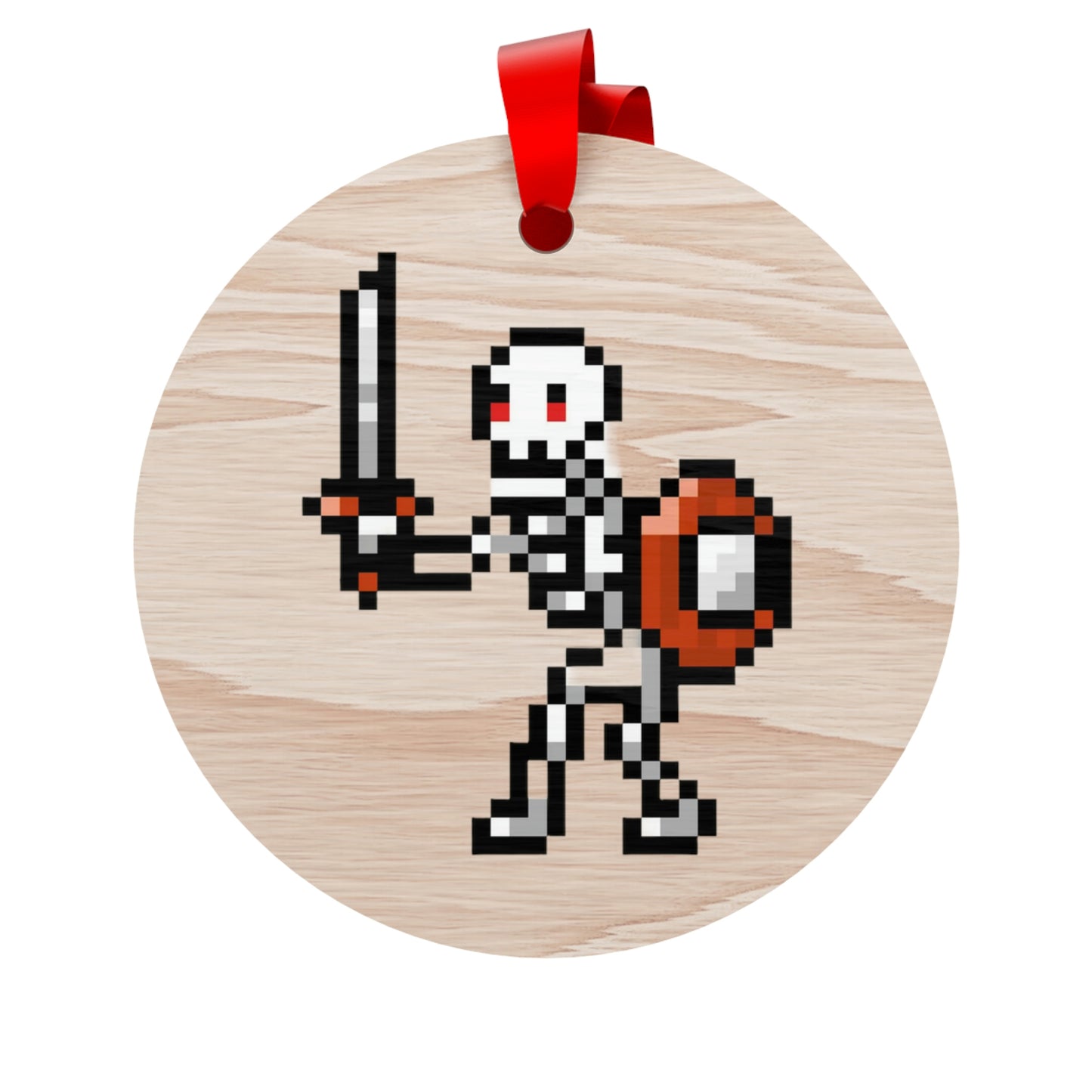 Skeleton 8 Bit Retro Style Wooden Christmas Ornaments