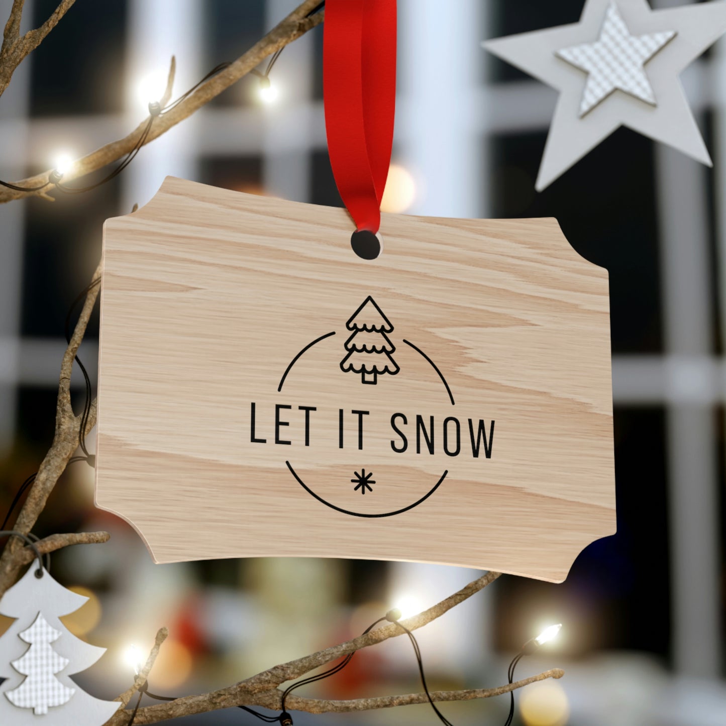 Let It Snow Wooden Christmas Ornaments