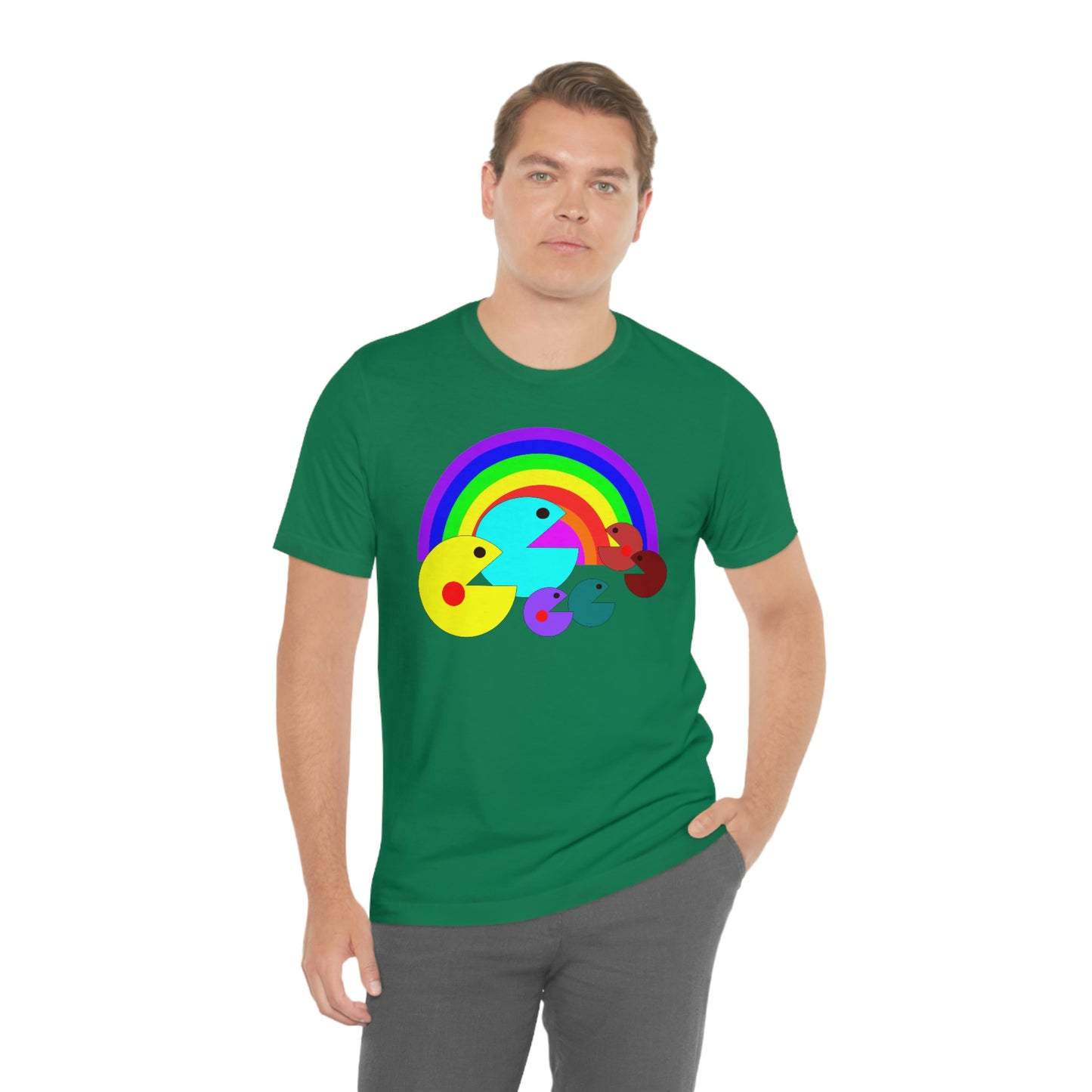 Pac Man Style Rainbow Unisex Jersey Short Sleeve Tee