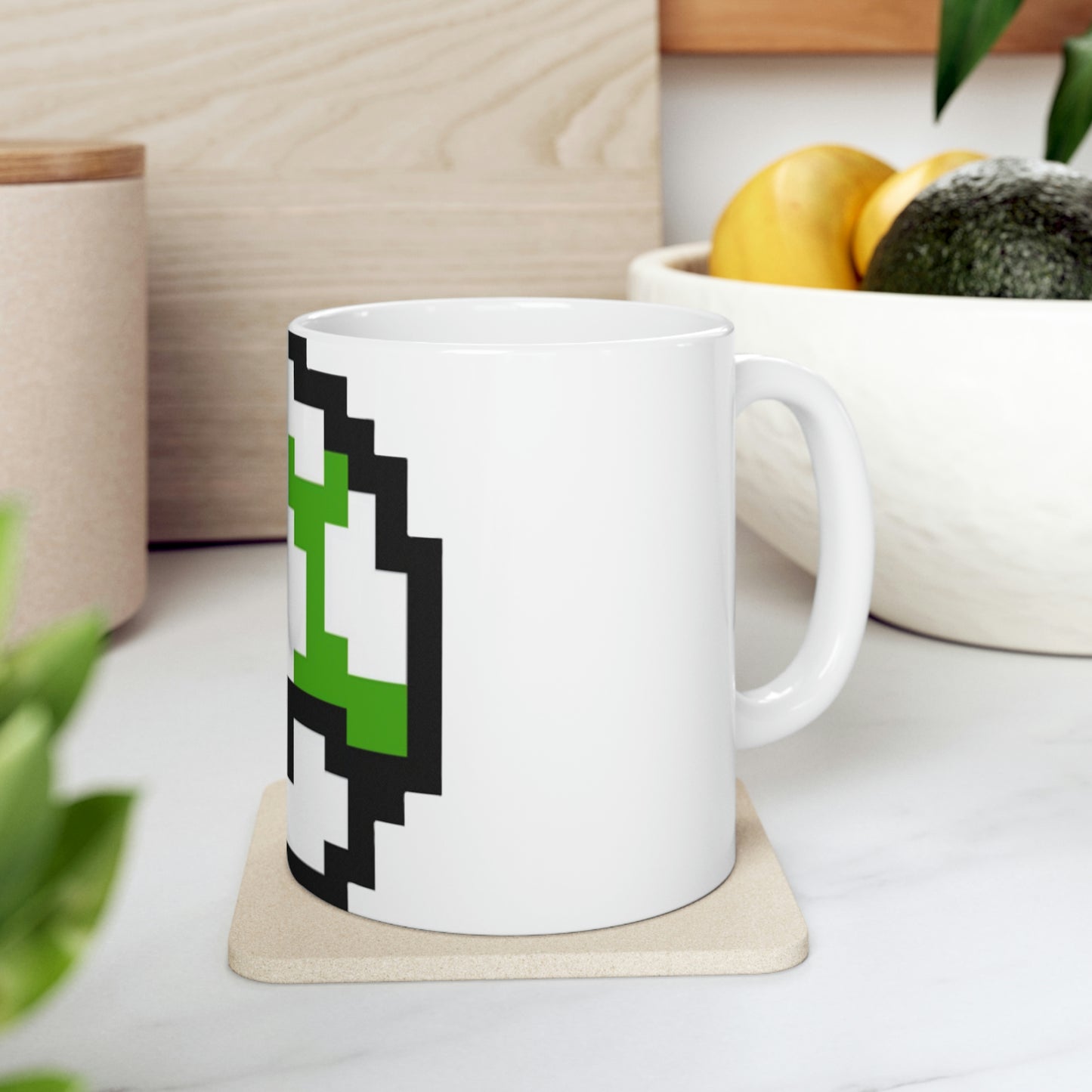 Mushroom 1UP 8 Bit Retro Ceramic Mug 11oz