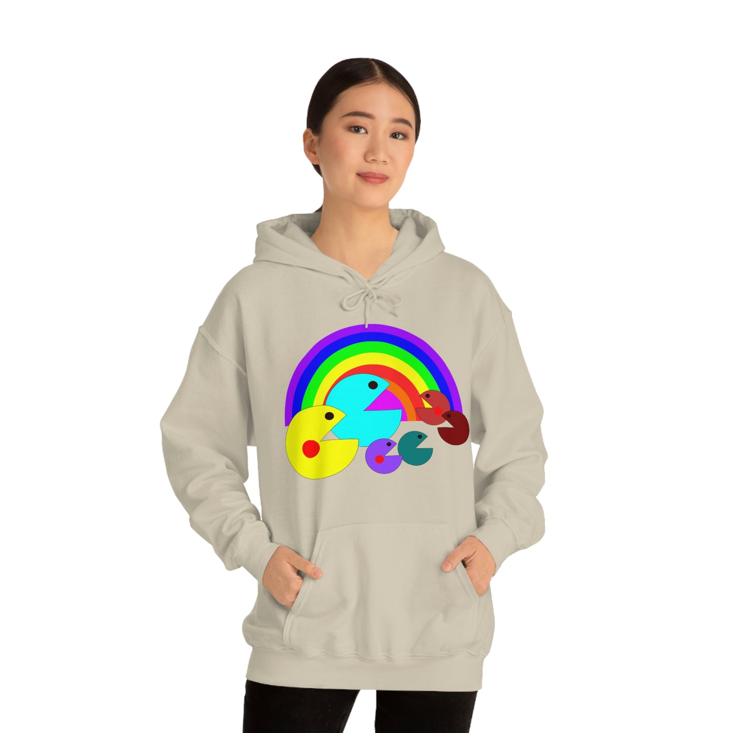 Pac Man Style Ranbow Unisex Hooded Sweatshirt