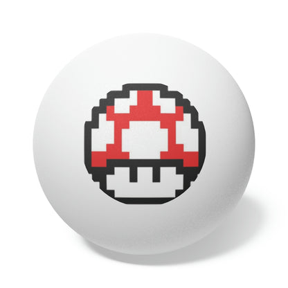 Red Mushroom 8 Bit Style Ping Pong Balls, 6 pcs