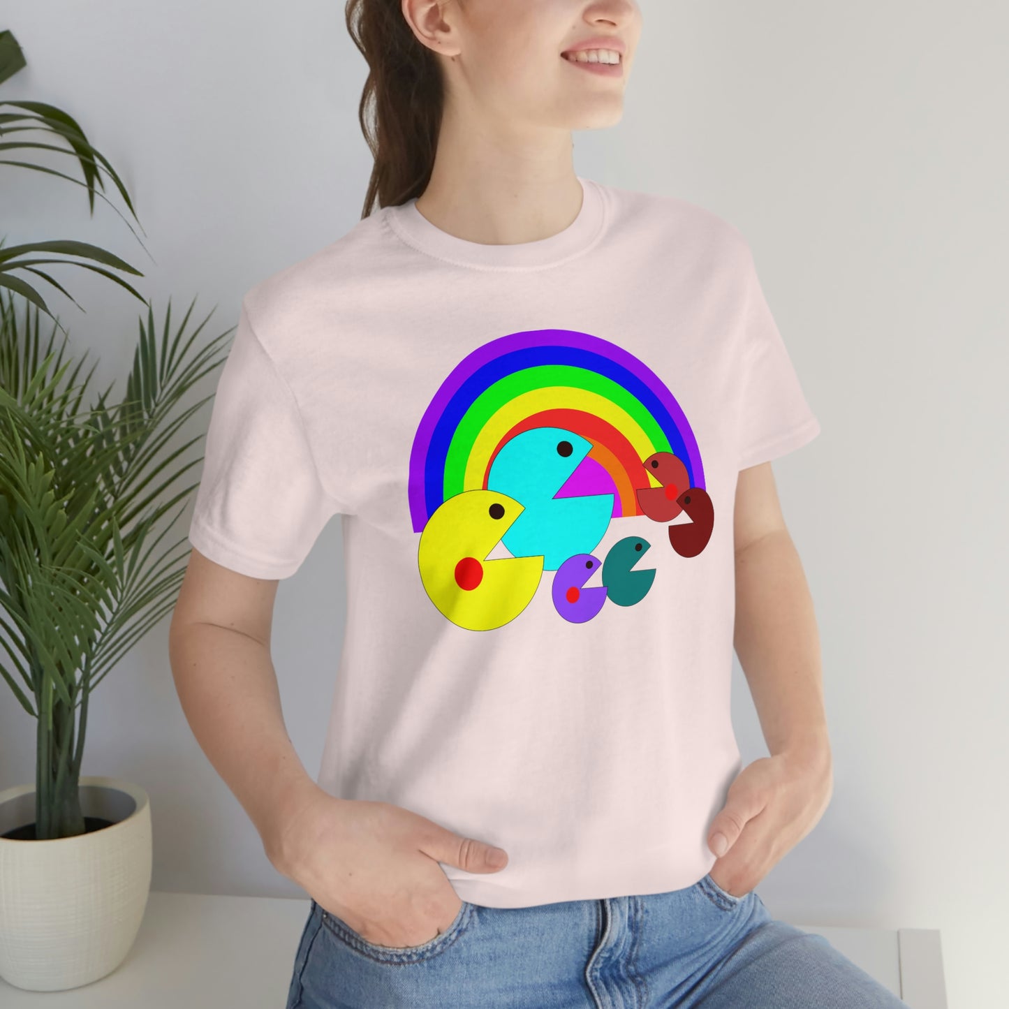 Pac Man Style Rainbow Unisex Jersey Short Sleeve Tee