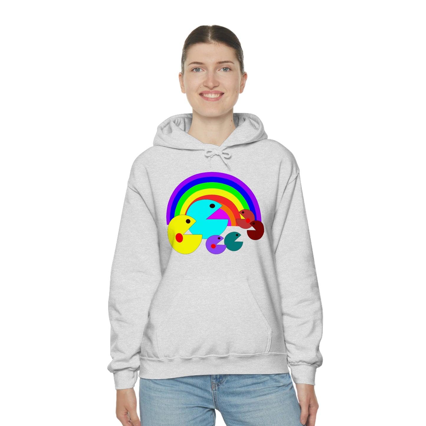 Pac Man Style Ranbow Unisex Hooded Sweatshirt