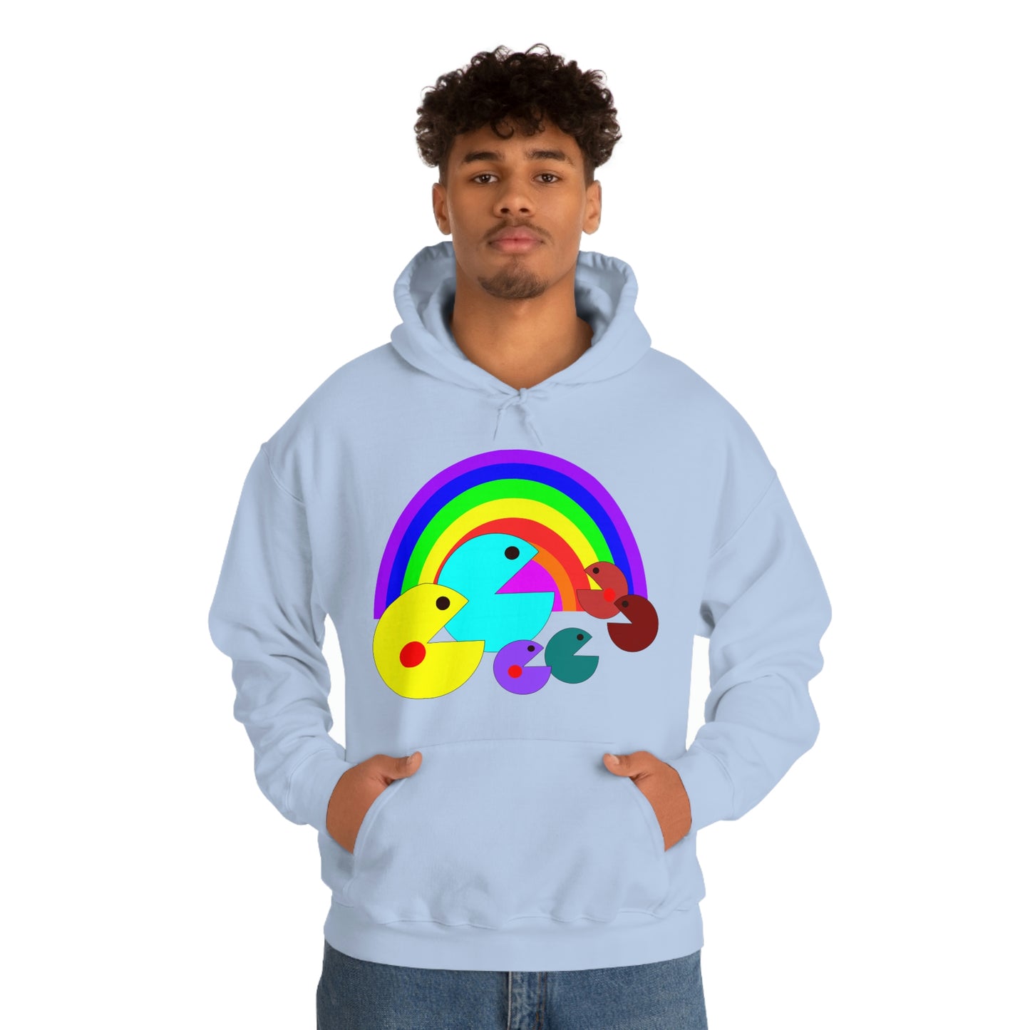 Pac Man Style Ranbow Unisex Hooded Sweatshirt