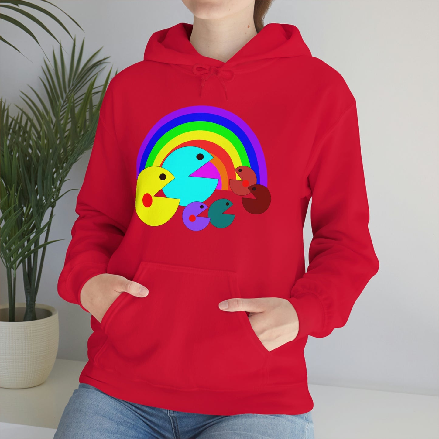 Pac Man Style Ranbow Unisex Hooded Sweatshirt