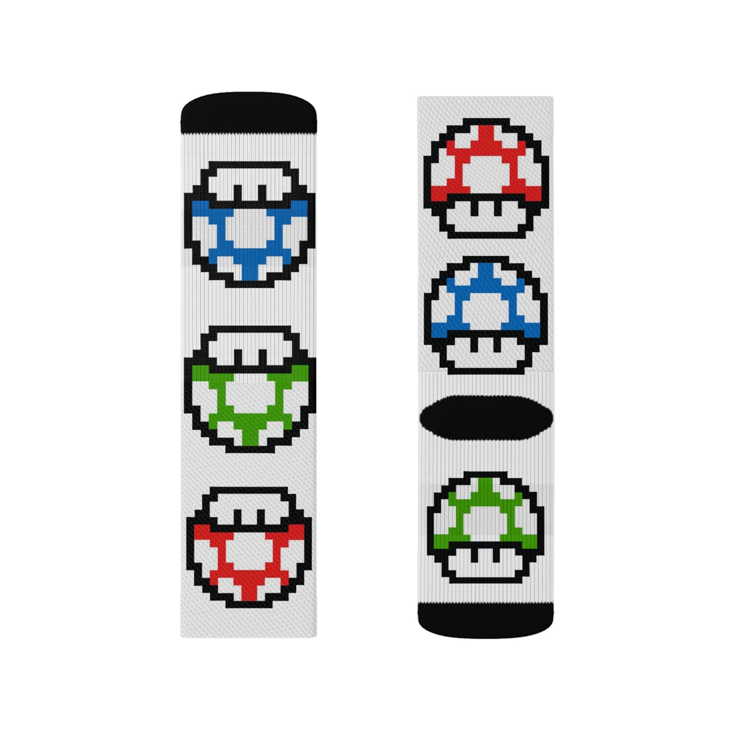 Mushroom Video Game Style Background Sublimation Socks