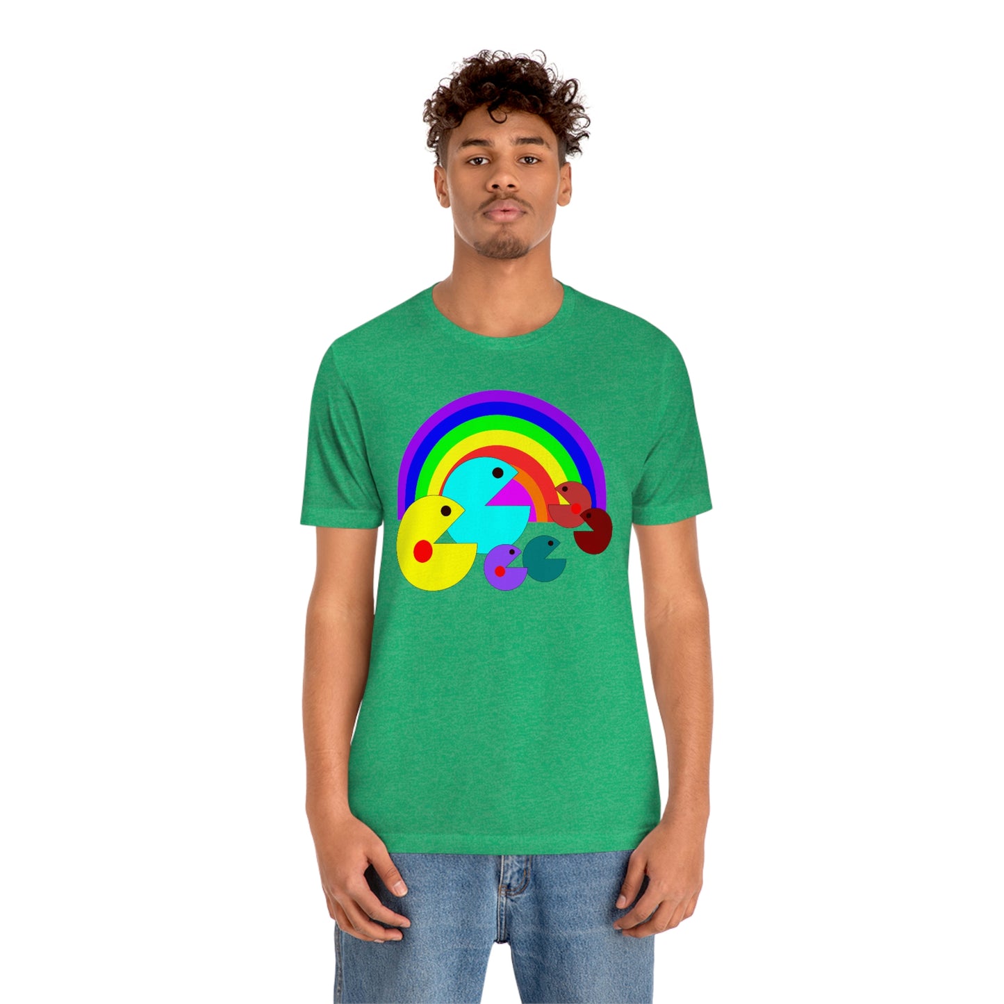 Pac Man Style Rainbow Unisex Jersey Short Sleeve Tee