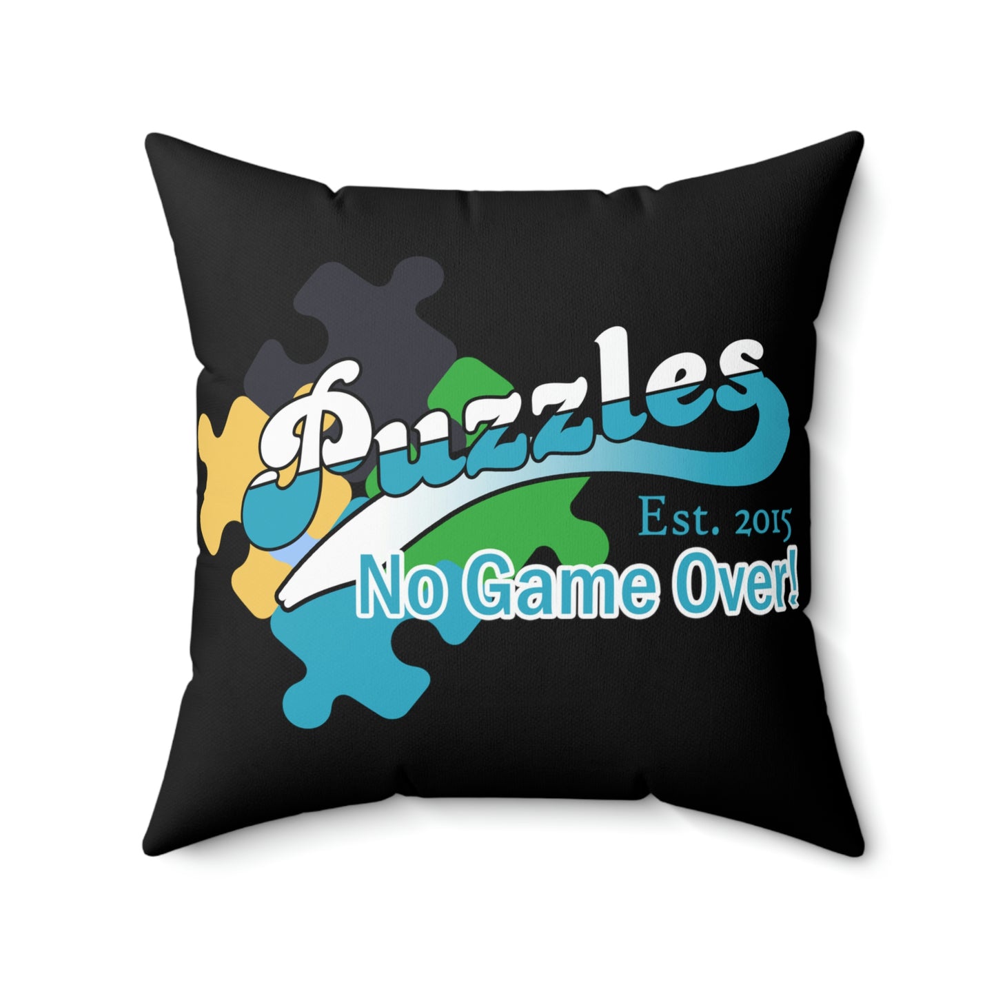 Puzzles LTD Black Spun Polyester Square Pillow