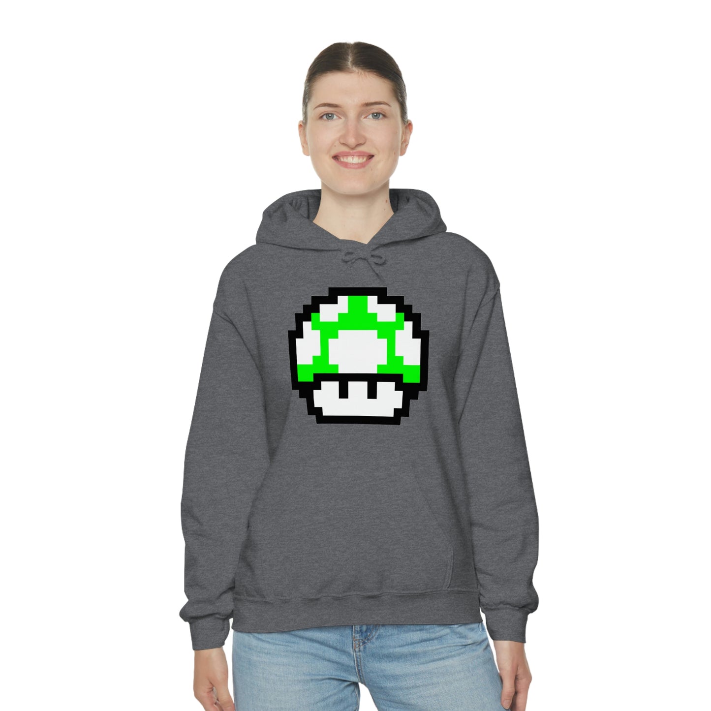 Mushroom 1UP 8 Bit Retro Style Unisex Hooded Sweatshirt