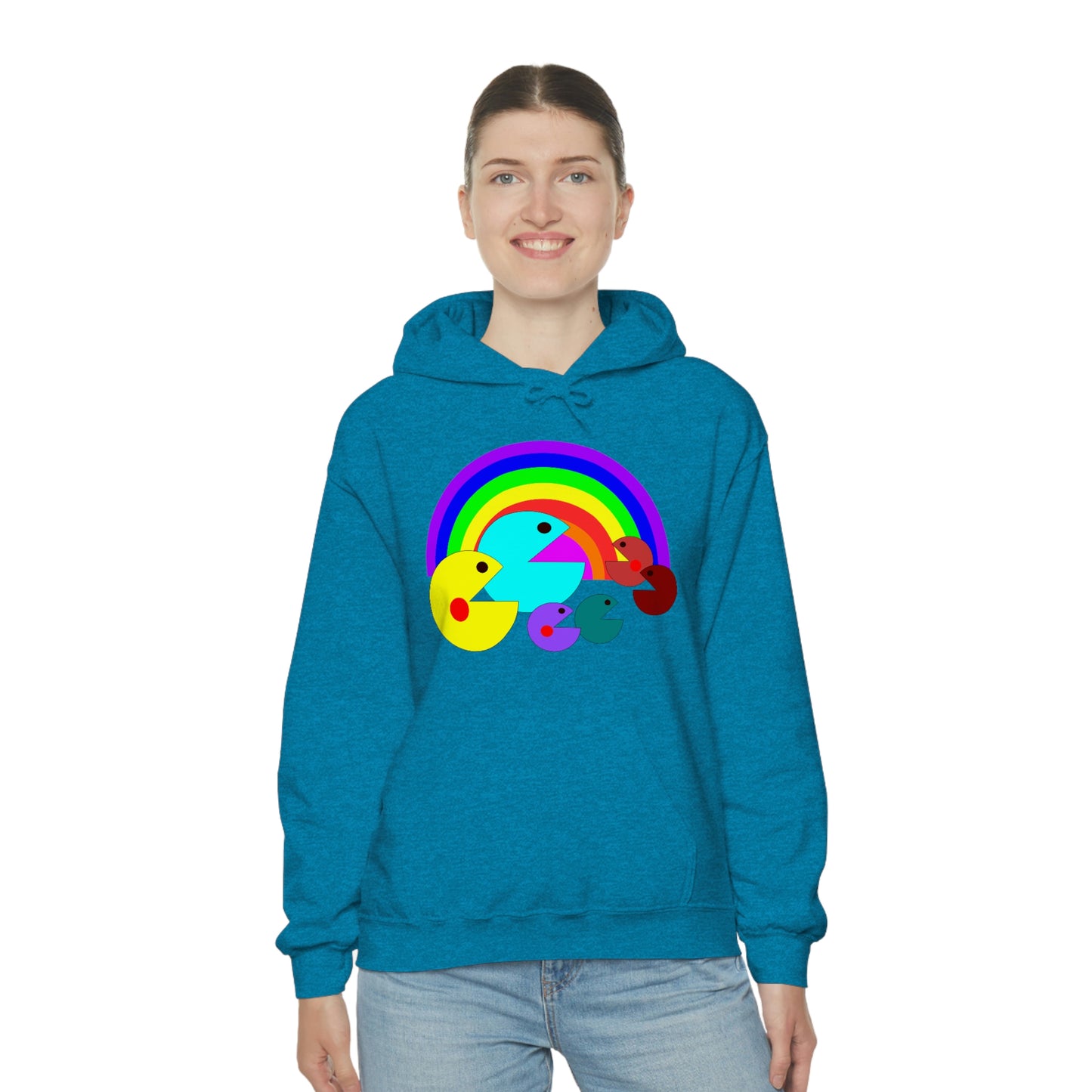 Pac Man Style Ranbow Unisex Hooded Sweatshirt