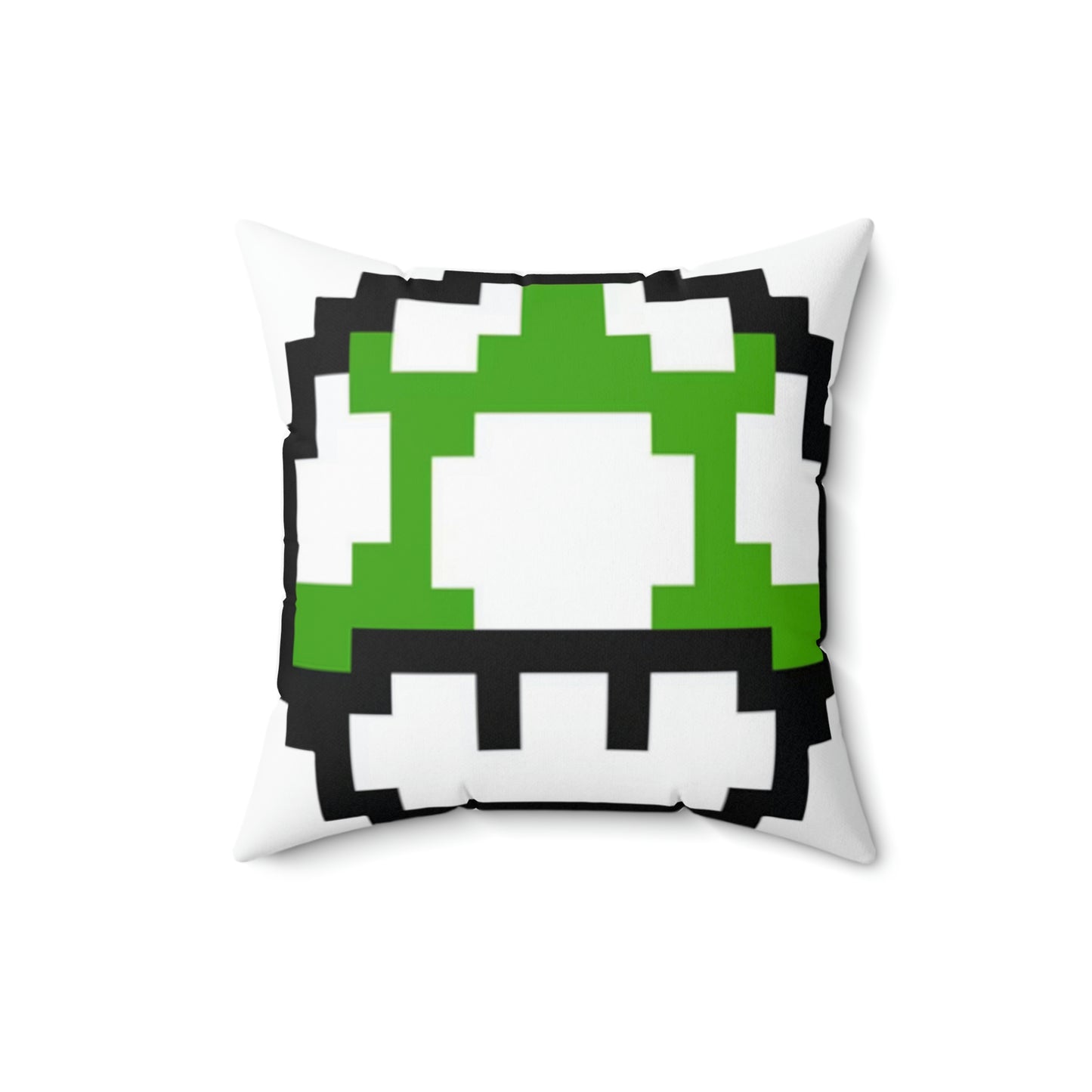 Retro Red & Green 8 Bit Mushrooms Spun Polyester Square Pillow