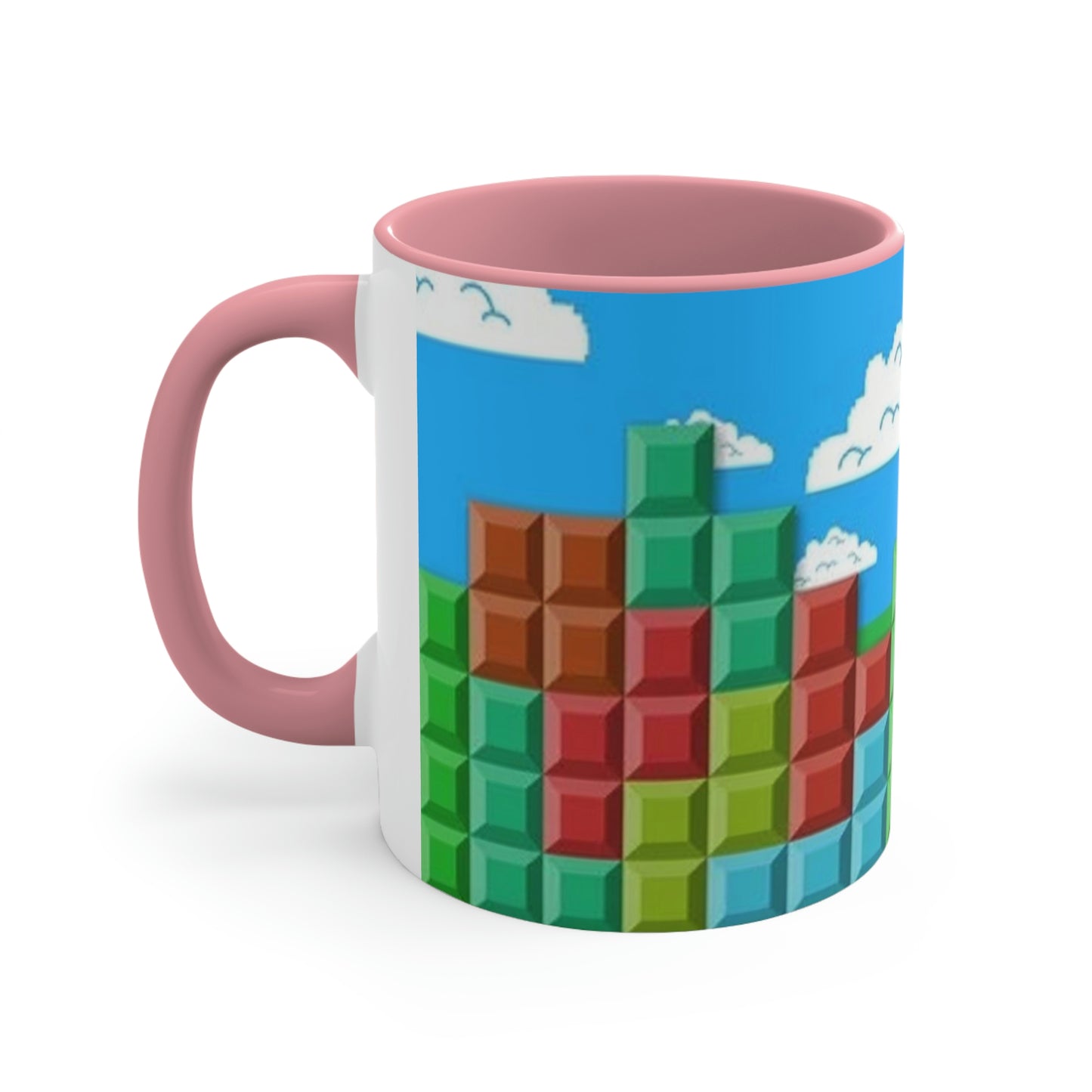 Video Game Tetris Style Scenic Background Accent Coffee Mug, 11oz