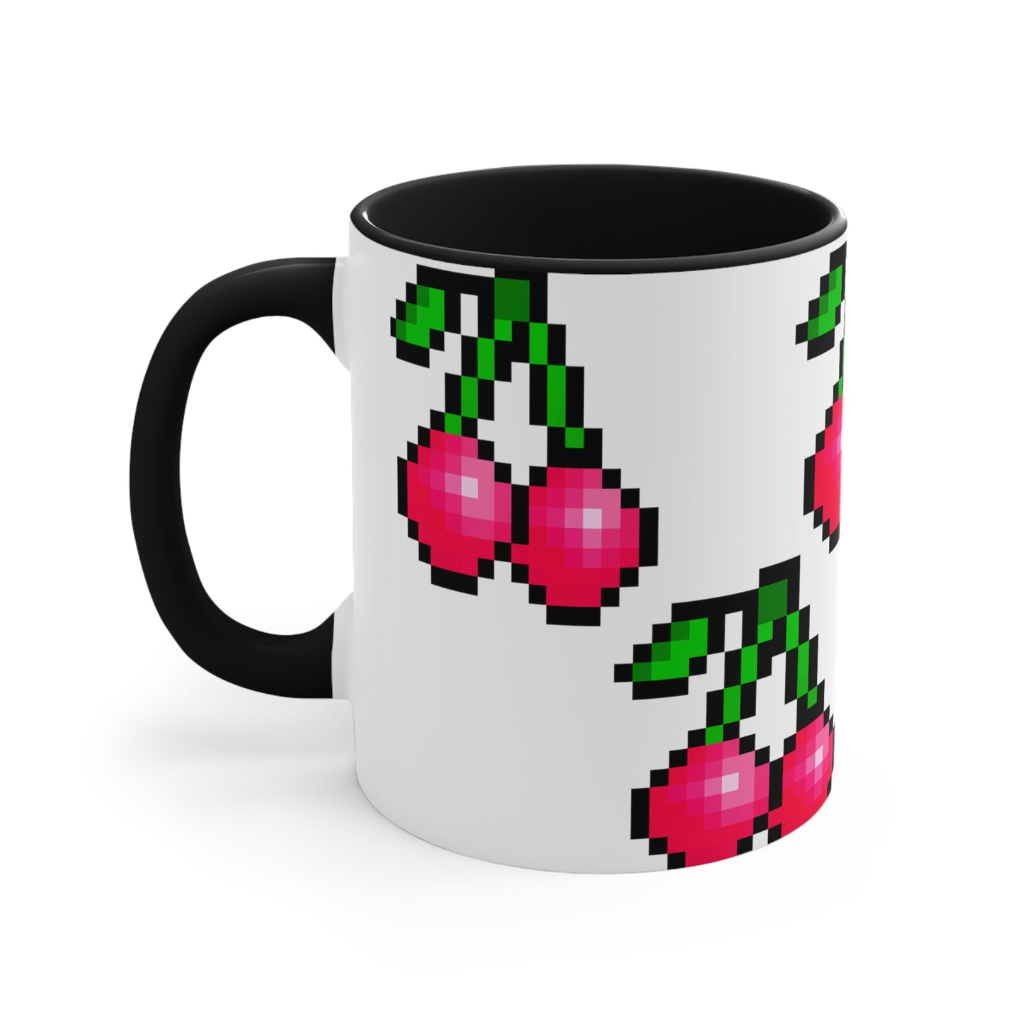 Retro 8 Bit Cherries Accent Coffee Mug, 11oz