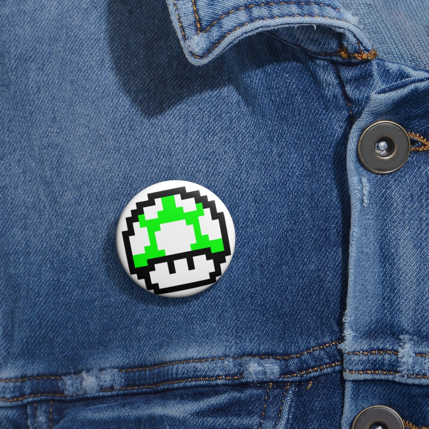 Mushroom 1 UP 8 Bit Style Custom Pin Buttons