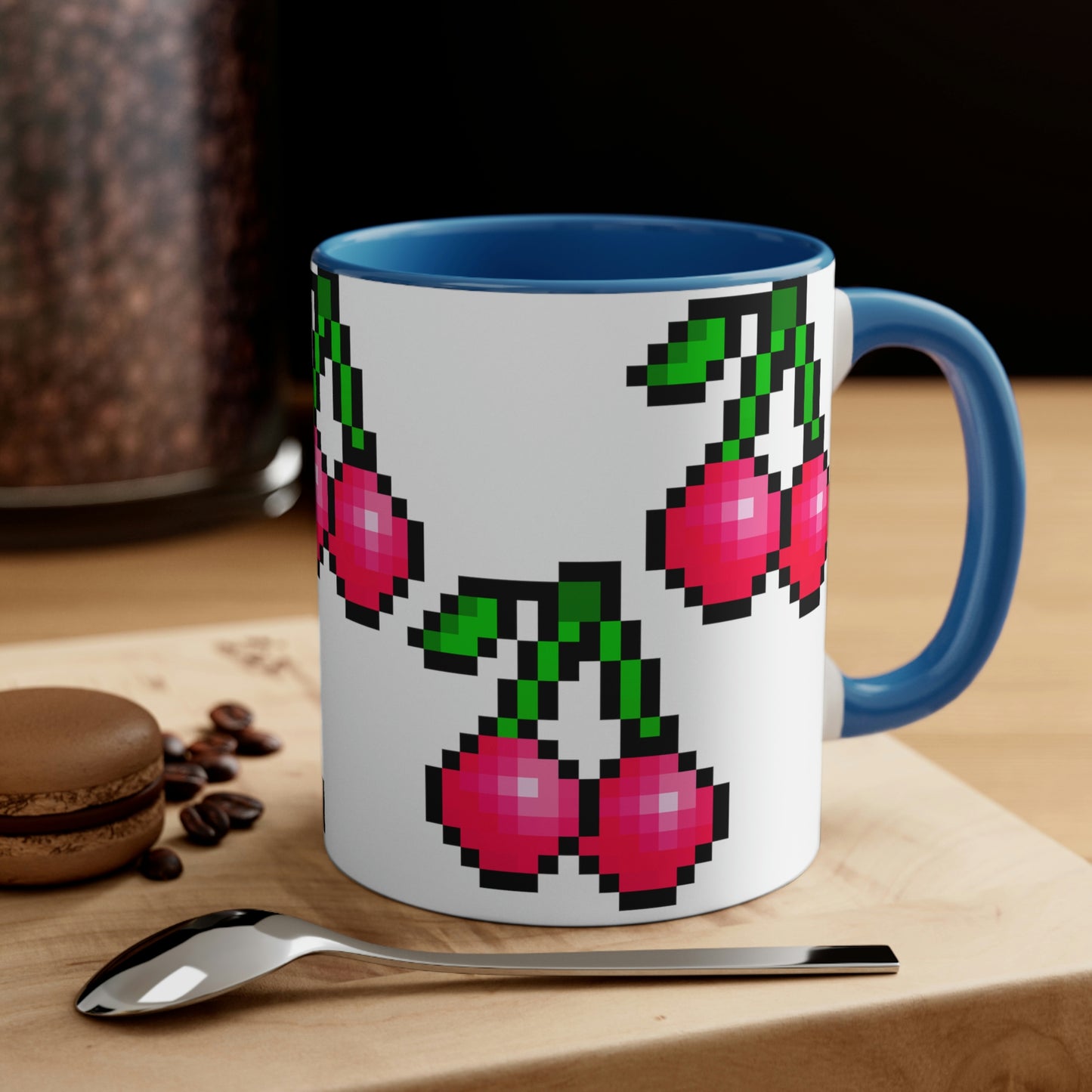 Retro 8 Bit Cherries Accent Coffee Mug, 11oz