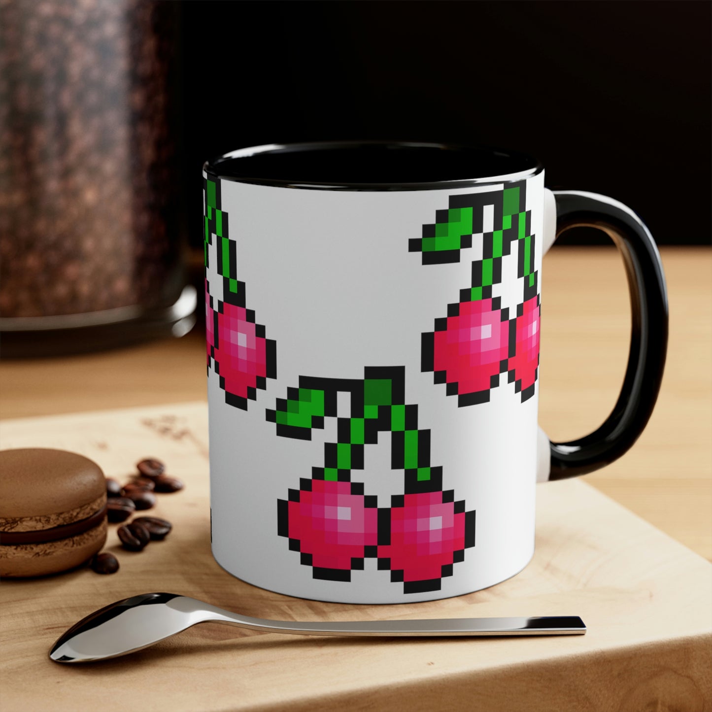 Retro 8 Bit Cherries Accent Coffee Mug, 11oz