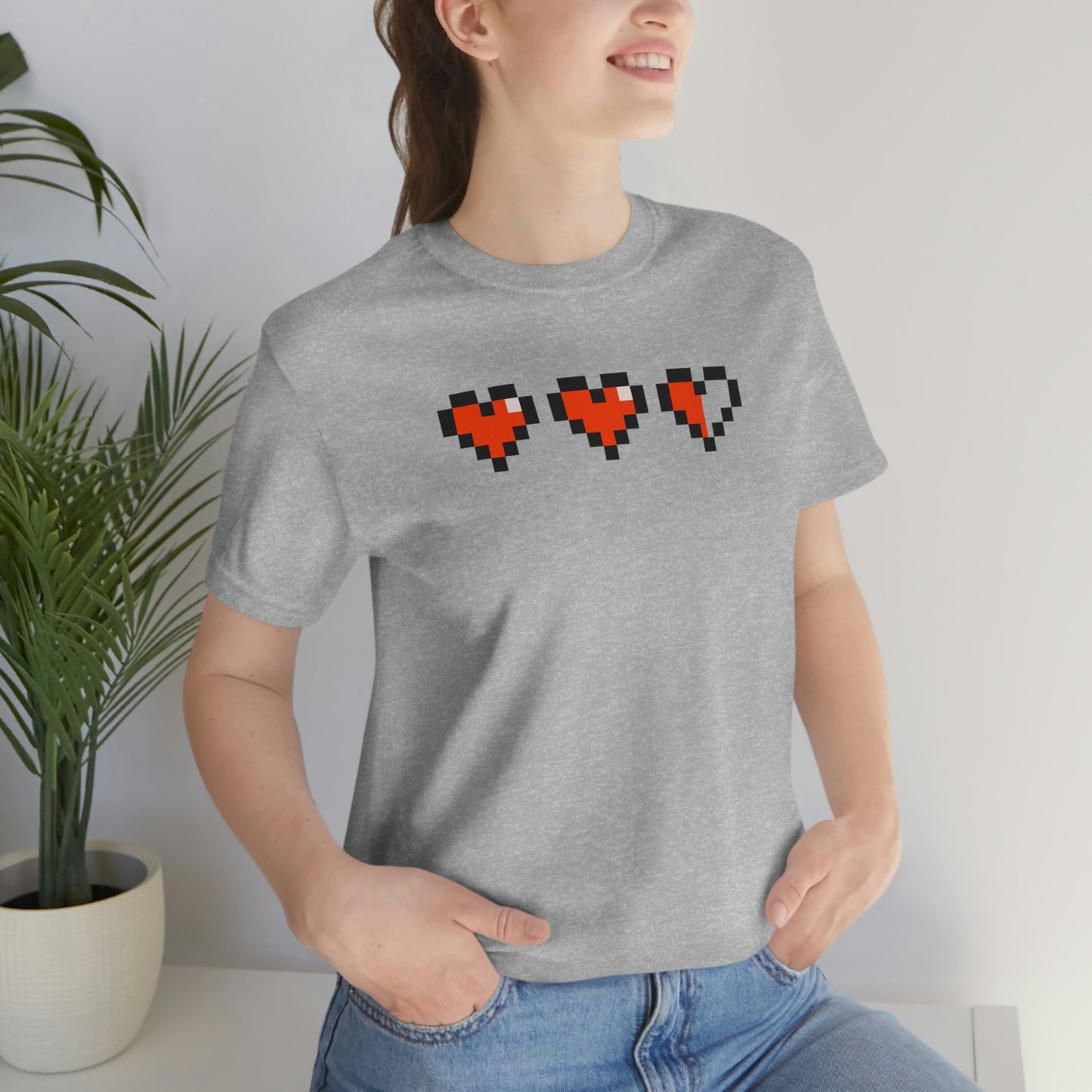 Hearts 2 1/2 8 Bit Style Unisex Jersey Short Sleeve Tee