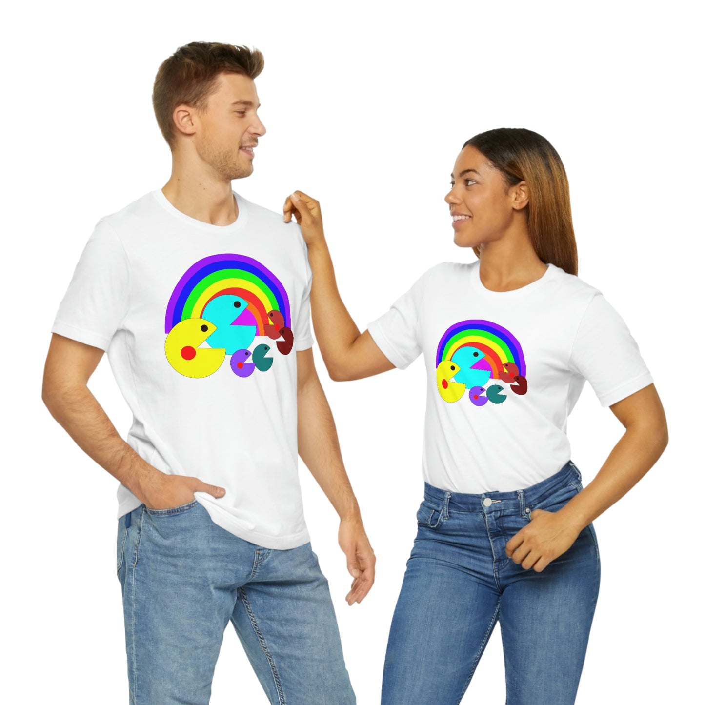 Pac Man Style Rainbow Unisex Jersey Short Sleeve Tee