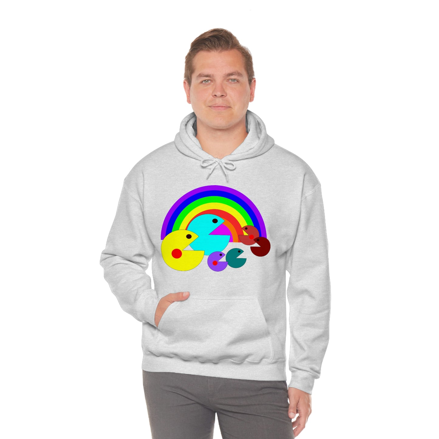 Pac Man Style Ranbow Unisex Hooded Sweatshirt