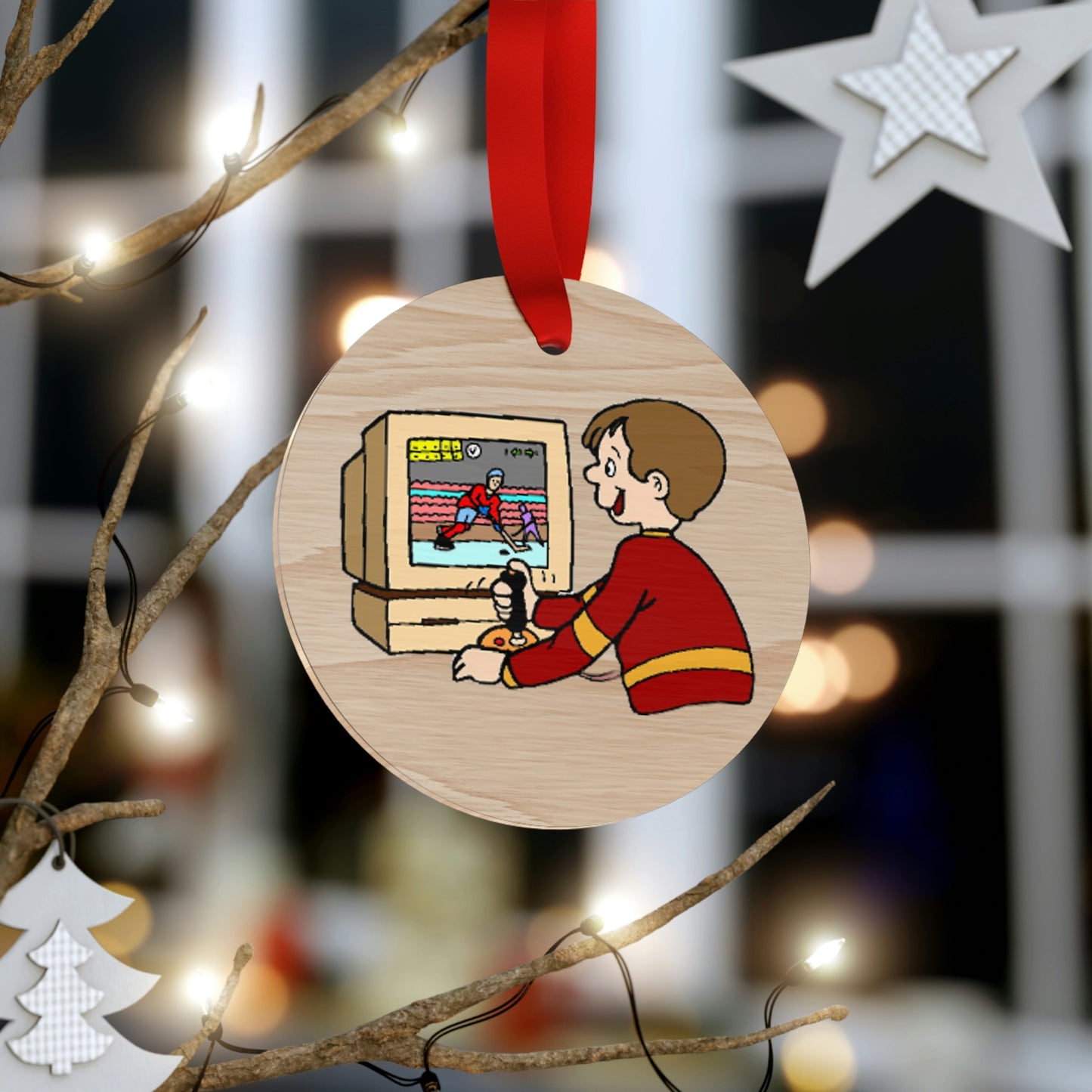 Retro Gamer Wooden Christmas Ornaments