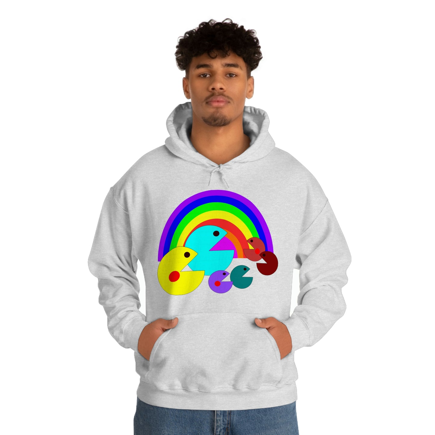 Pac Man Style Ranbow Unisex Hooded Sweatshirt